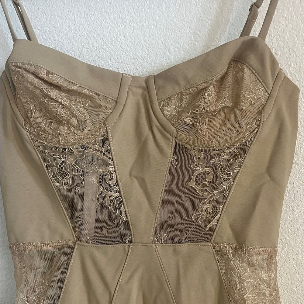 House of CB Lace Trimmed Nude color Corset Dress - Dahlia NWT